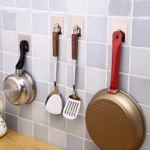 RIANZ Self Adhesive Wall Hooks Heavy Duty 3 Kg Max Each Hook Nail Free Sticky Hangers with Reusable Utility Towel Bath Ceiling and Kitchen Pack of 6 - Image 3