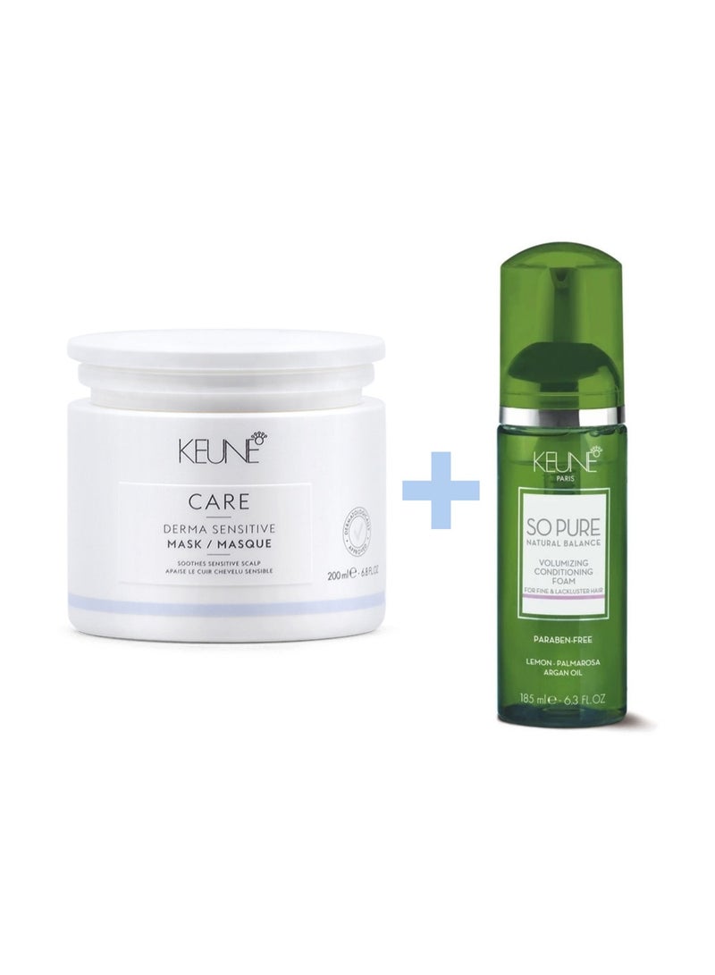 Keune Volumizing & Sensitive Scalp Care Set - Volumizing Conditioning Foam + Derma Sensitive Mask - Image 1