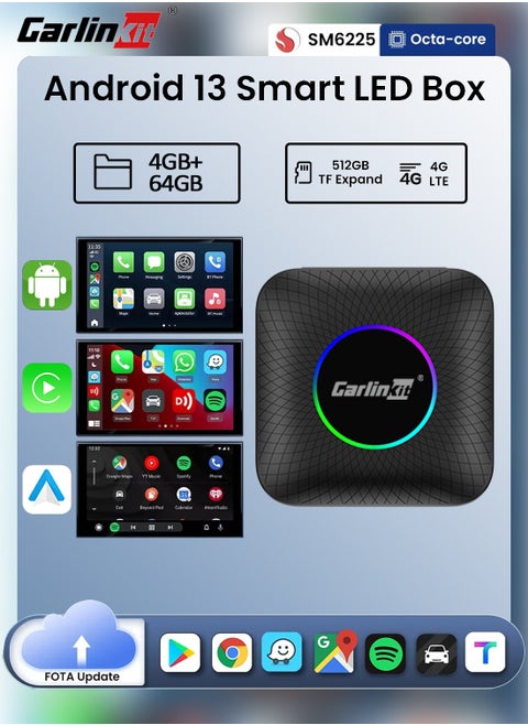 Carlinkit Android 13 Tv Box 8 Core CarPlay Wireless Android Auto Wireless Adapter Support Youtube Online Tv Streaming Spotify