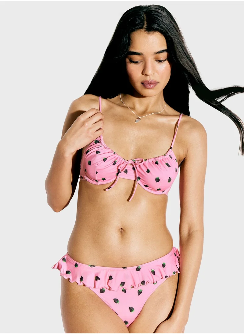 MONKI Printed High Waist Bikini Bottom