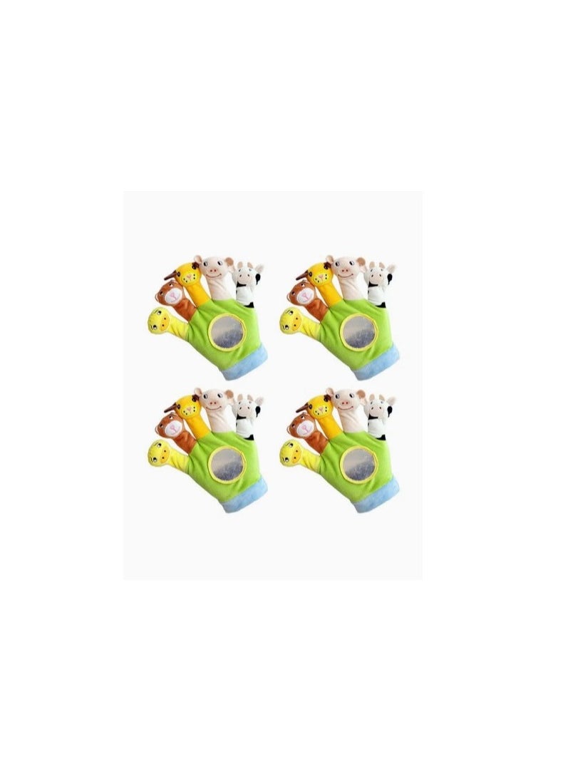 LIMOS - 4PCS Baby Educational Toy Animal Finger Puppet Gloves With Mirror Storytelling - Image 1