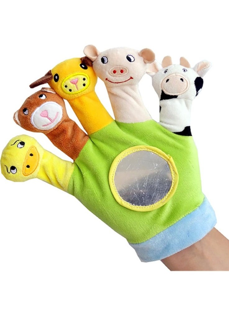 LIMOS - 4PCS Baby Educational Toy Animal Finger Puppet Gloves With Mirror Storytelling - Image 1