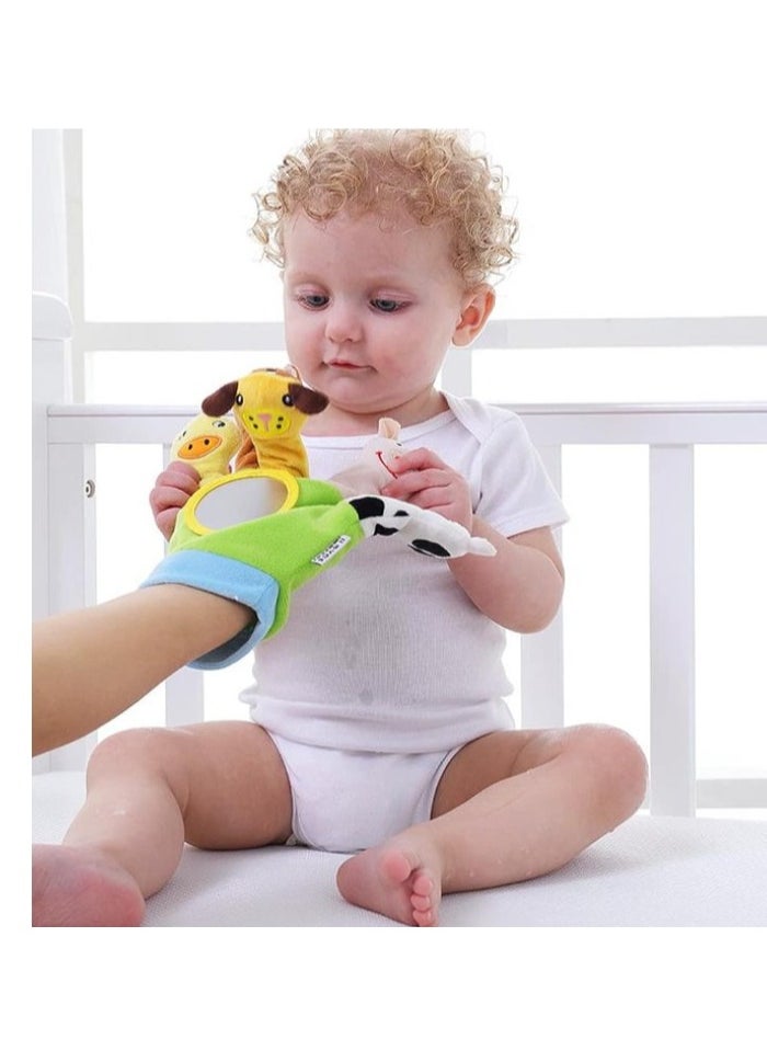 LIMOS - 4PCS Baby Educational Toy Animal Finger Puppet Gloves With Mirror Storytelling - Image 1