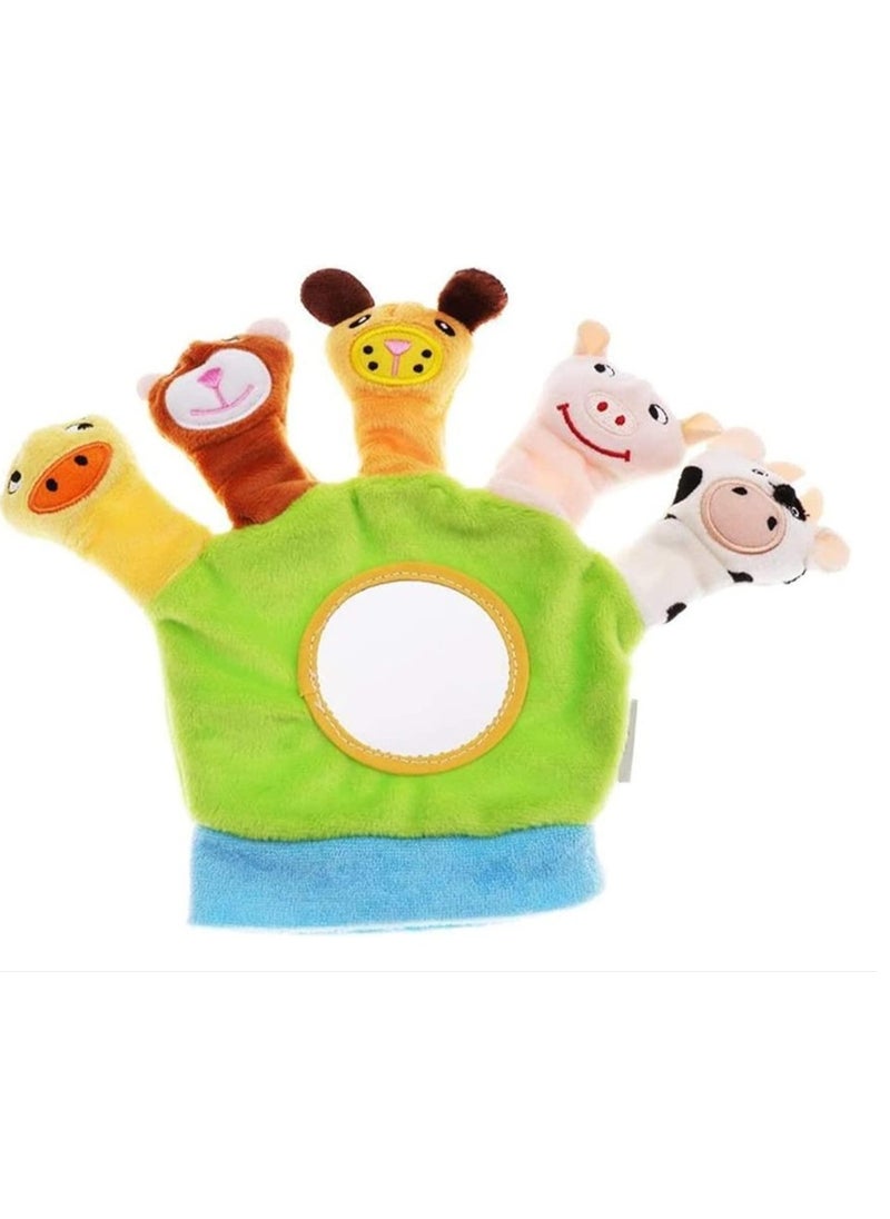 LIMOS - 4PCS Baby Educational Toy Animal Finger Puppet Gloves With Mirror Storytelling - Image 1