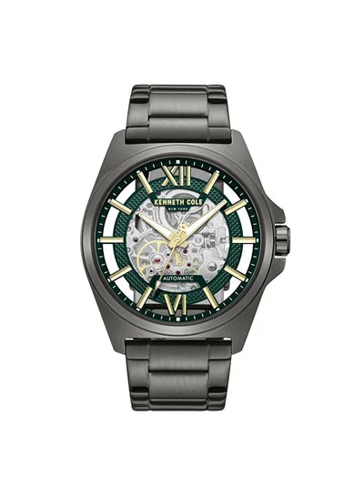 Kenneth Cole New York Pelham BayMen's 44mm Automatic Watch with Green Dial & Gunmetal Stainless Steel Bracelet
