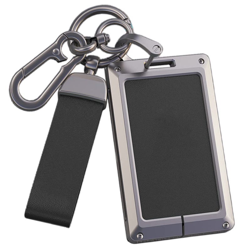 ontto Genuine Leather Key Fob Cover Fit for Lexus Card Key Fob Metal Frame Key Shell Anti-scratched Full Protection for LX570 LS460 LX600 2016-2022 Black - Image 3