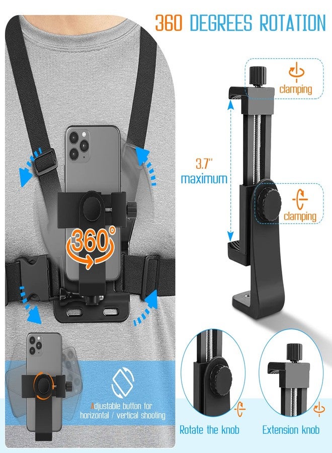 OAHU Chest Belt Mount for Smartphone Camera Chest Strap Adjustable Accessories Kit Compatible with GoPro Hero & Action Cameras Chest Belt (Black) - Image 3