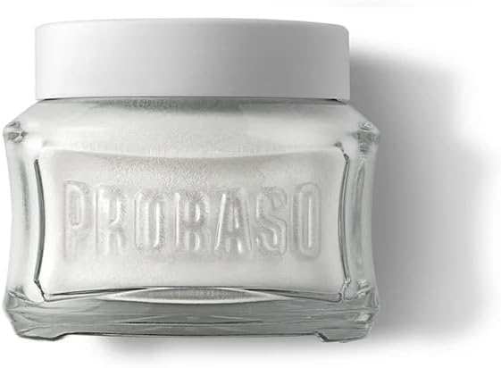 proraso كريم براوراسو قبل الحلاقة 100 مل كريم حلاقة حساس للرجال يلين البشرة مع مستخلصات الشوفان والشاي الأخضر صنع في إيطاليا أبيض - Image 2