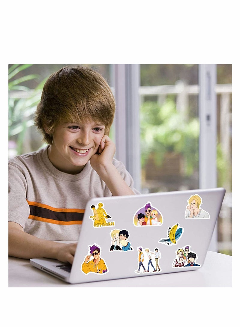 Banana Fish Stickers, 50PCS Cartoon Anime Waterproof Vinyl Stickers, for Laptop Luggage Skateboard Water Bottle Guitar Phone Case, Kids Teens Adults, Party Supplies Decoration