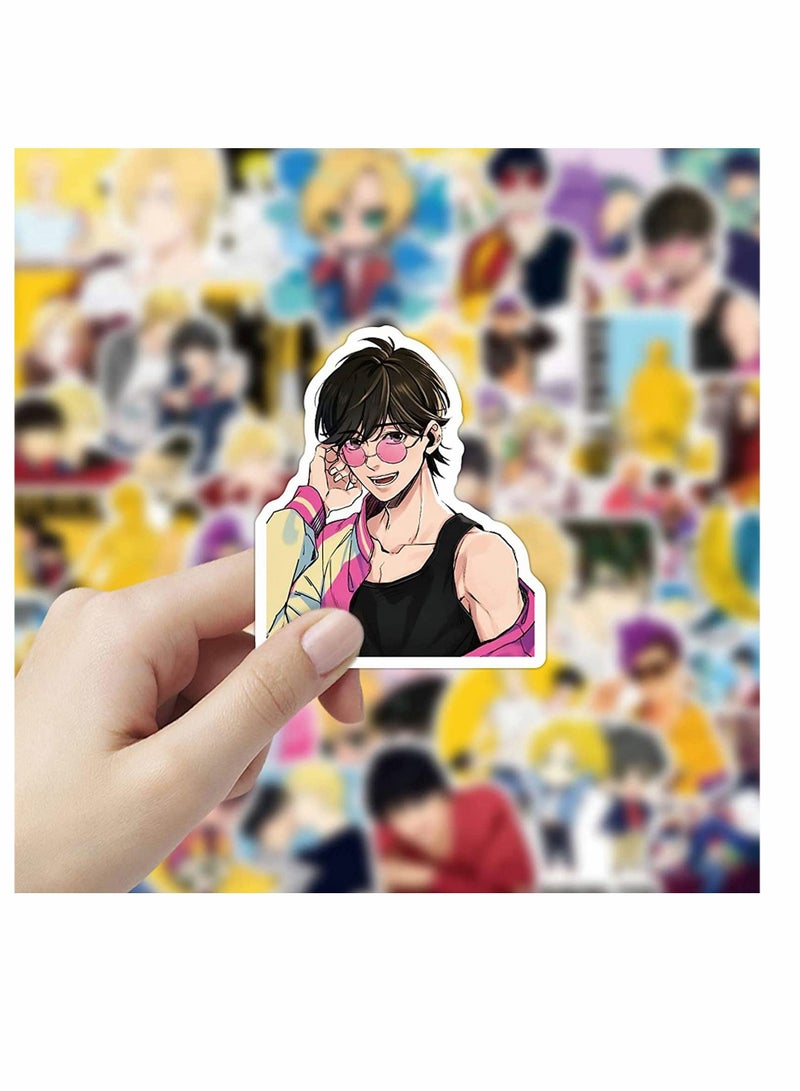 Banana Fish Stickers, 50PCS Cartoon Anime Waterproof Vinyl Stickers, for Laptop Luggage Skateboard Water Bottle Guitar Phone Case, Kids Teens Adults, Party Supplies Decoration