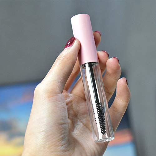 GTHER 10PCS 10ML Empty Mascara Tube Bottle With Eyelash Wand, Rubber Inserts & Funnels Set for Castor Oil/Growth Oil, DIY Cream Container With Cap, Matte Pink - Image 5