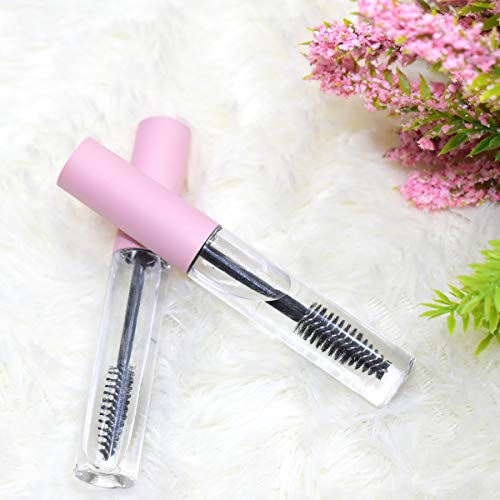 GTHER 10PCS 10ML Empty Mascara Tube Bottle With Eyelash Wand, Rubber Inserts & Funnels Set for Castor Oil/Growth Oil, DIY Cream Container With Cap, Matte Pink - Image 2