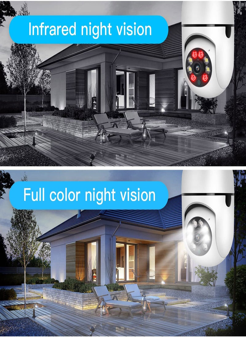 Excefore - Light Bulb Camera 360° Light Bulb Security Camera 2.4GHz Smart Wireless WiFi 1080P HD Security Camera for Indoor Outdoor with Motion Detection Alarm Night Vision Two-Way Talk Motion Alarm - Image 1