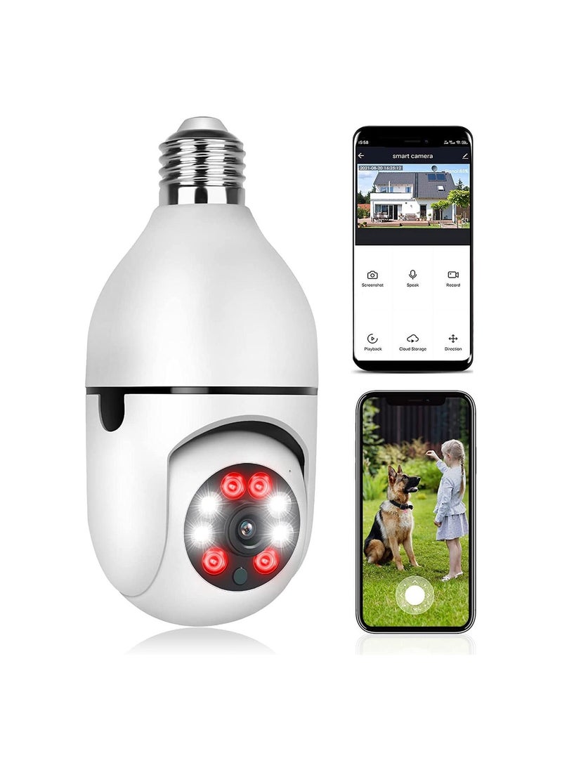 Excefore - Light Bulb Camera 360° Light Bulb Security Camera 2.4GHz Smart Wireless WiFi 1080P HD Security Camera for Indoor Outdoor with Motion Detection Alarm Night Vision Two-Way Talk Motion Alarm - Image 1