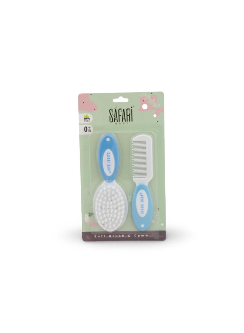 سفاري مجموعة فرشاة ومشط سفاري بيبي الناعمة - أزرق فاتح - Image 1