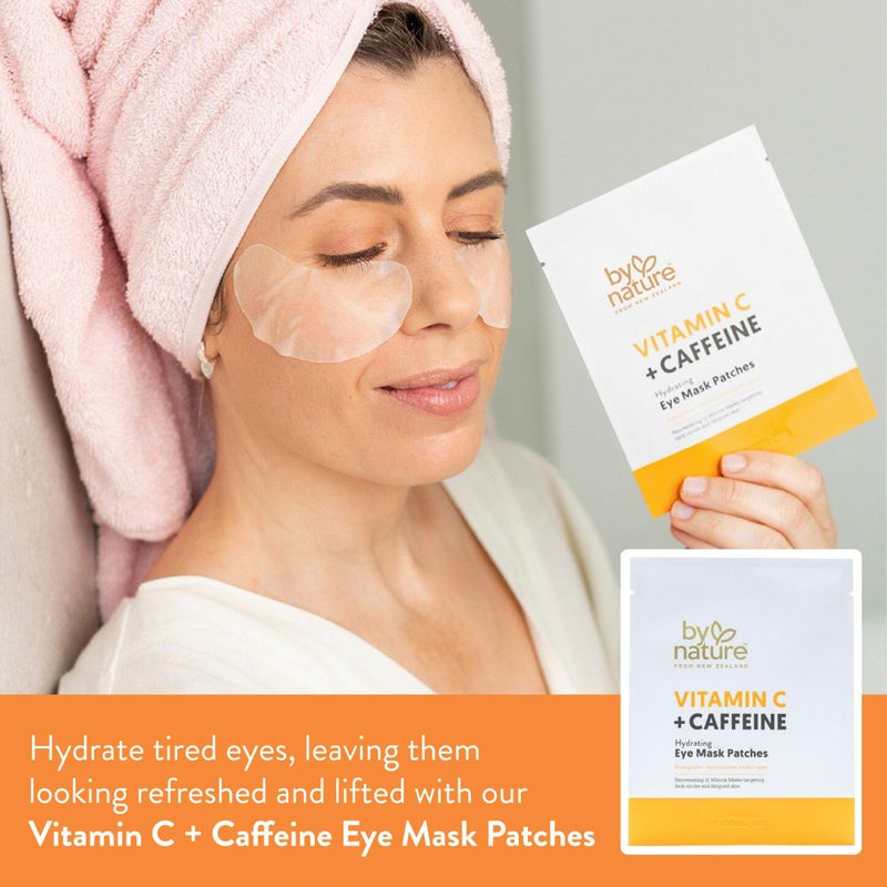 By Nature Vitamin C + Caffeine Brightening + Hydrating Under Eye Mask Patches - Energizing + Replenishing Eye Patches for Dark Circles - Skincare from New Zealand - Under Eye Patches - 5 Pairs - Image 2