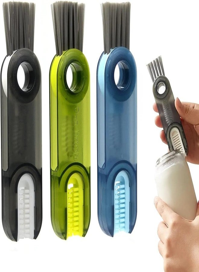SHANAYA 2 Pieces 3 in 1 Cup Lid Gap Cleaning Brush, Used for Water Bottle, Straw, Window, Crevice, Groove, Keyboards Multipurpose & Multifunctional - Image 1