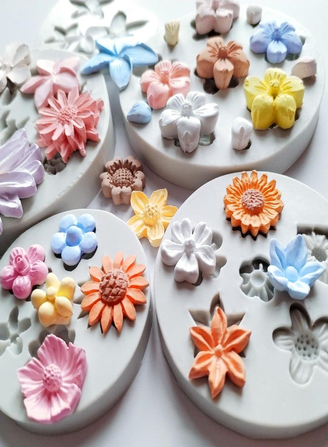 Japleed 5PCS Flower Silicone Molds, Daisy Flower Fondant Chocolate Jelly Cake Decoration Molds, 3D Floral Resin Candle Soap Wax Polymer Clay Mold, Cute Epoxy Mold for DIY Art Craft Baking Supplies - Image 5