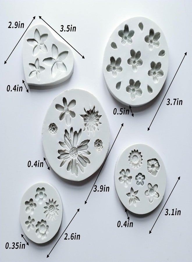 Japleed 5PCS Flower Silicone Molds, Daisy Flower Fondant Chocolate Jelly Cake Decoration Molds, 3D Floral Resin Candle Soap Wax Polymer Clay Mold, Cute Epoxy Mold for DIY Art Craft Baking Supplies - Image 3
