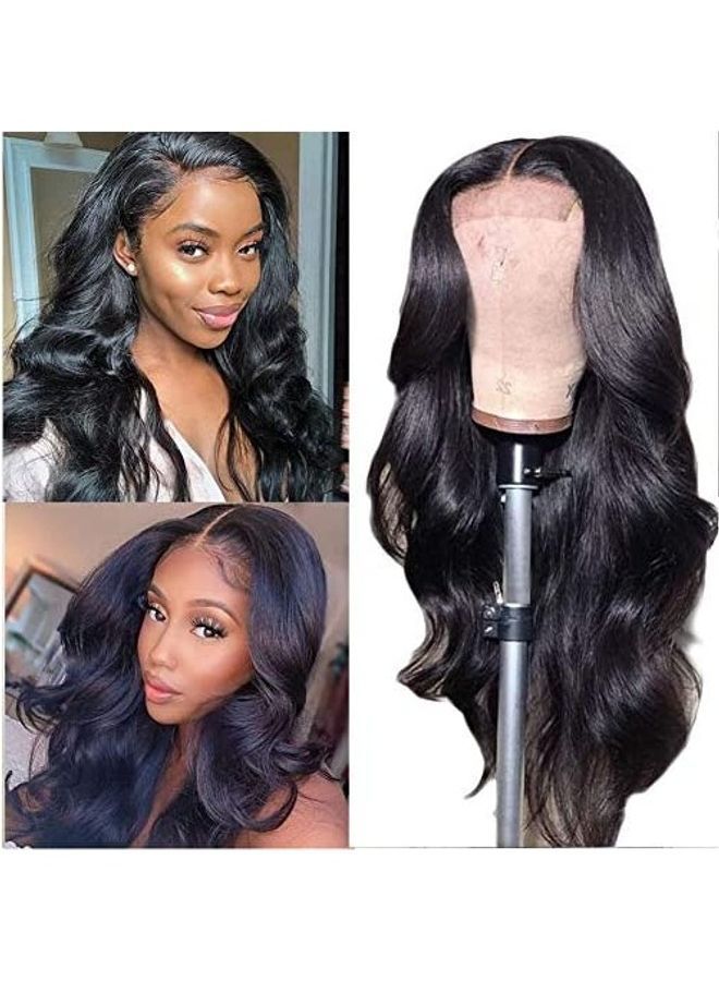 شعر مستعار طويل مموج أسود 22بوصة