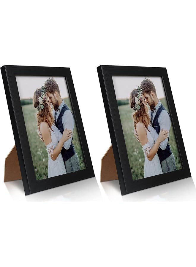 The Bros 5x7 inch Picture Frame Made of Solid Wood High Definition Glass for Table Top Display and Wall Mounting Photo Frame（Black) - Image 1