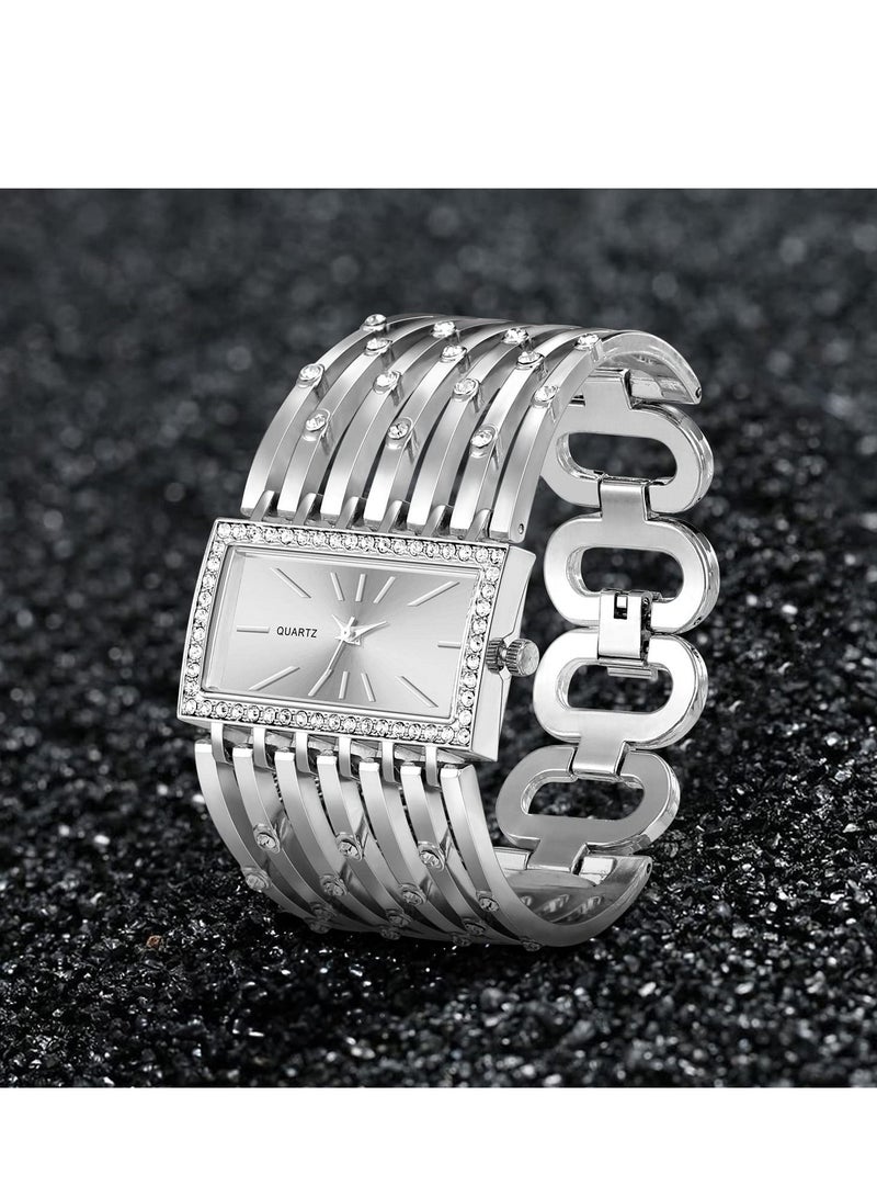 كاست ويف السيدات ووتش بلينغ سوار ووتش سيدة الطلب مستطيل ، الإسورة المرأة ووتش الكريستال الفاخرة الكلاسيكية الهيكل العظمي الكوارتز السيدات ووتش - Image 1