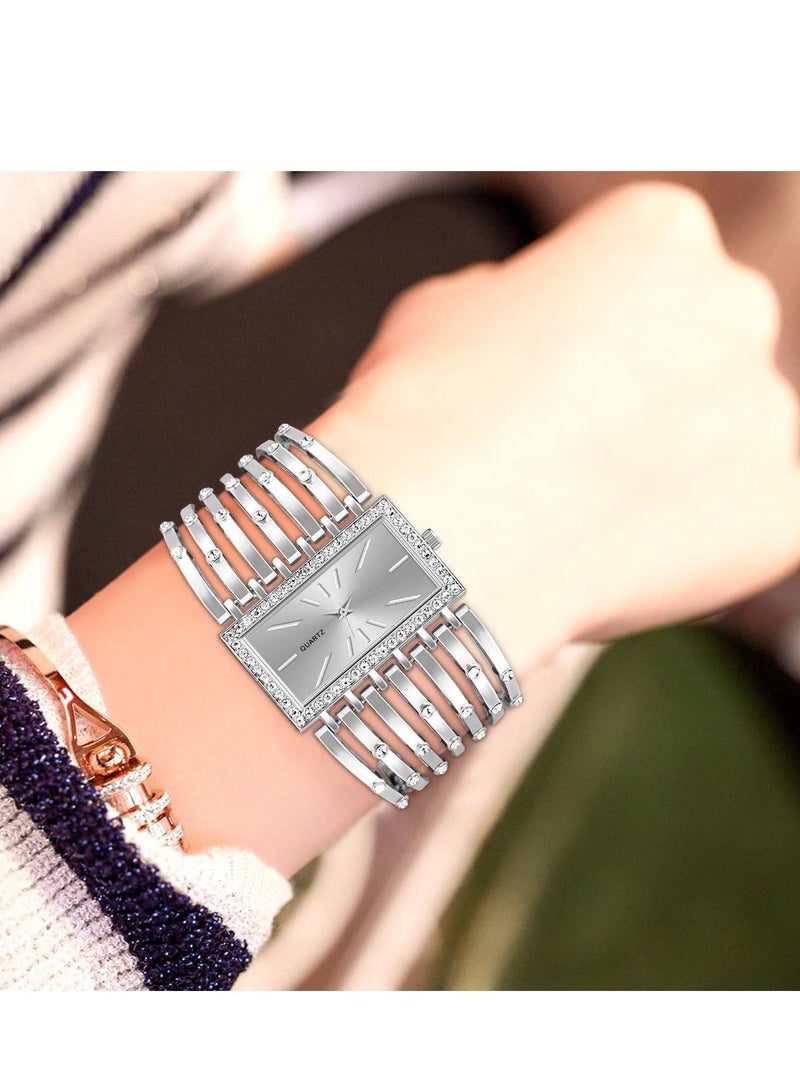 كاست ويف السيدات ووتش بلينغ سوار ووتش سيدة الطلب مستطيل ، الإسورة المرأة ووتش الكريستال الفاخرة الكلاسيكية الهيكل العظمي الكوارتز السيدات ووتش - Image 3