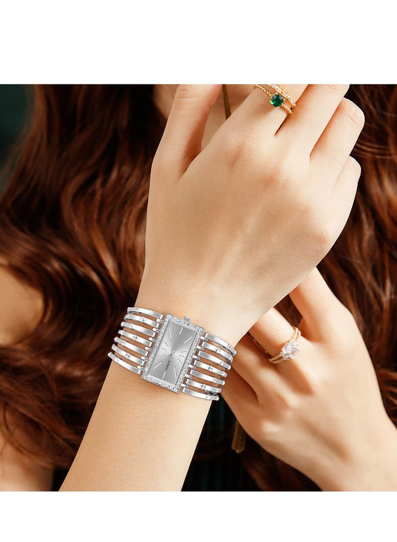 كاست ويف السيدات ووتش بلينغ سوار ووتش سيدة الطلب مستطيل ، الإسورة المرأة ووتش الكريستال الفاخرة الكلاسيكية الهيكل العظمي الكوارتز السيدات ووتش - Image 4