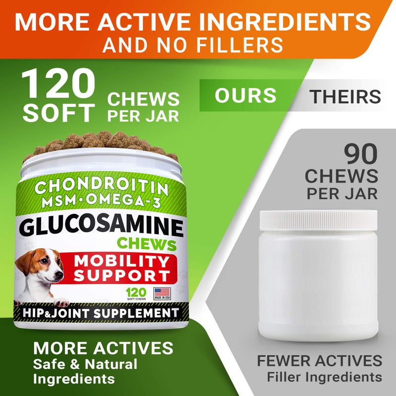 StrellaLab Glucosamine Treats for Dogs - Joint Supplement w/Omega-3 Fish Oil - Chondroitin, MSM - Advanced Mobility Chews - Joint Pain Relief - Hip & Joint Care - Chicken Flavor - 120 Ct - Made in USA - Image 4
