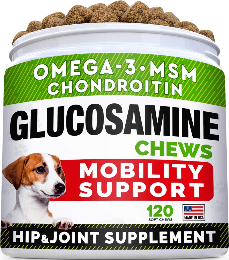 StrellaLab Glucosamine Treats for Dogs - Joint Supplement w/Omega-3 Fish Oil - Chondroitin, MSM - Advanced Mobility Chews - Joint Pain Relief - Hip & Joint Care - Chicken Flavor - 120 Ct - Made in USA - Image 1