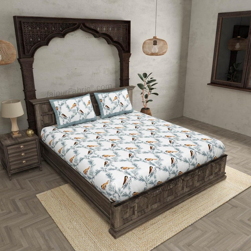 Jaipur Fabric 240 TC Cotton King Floral Flat Bedsheet Colour Multicolor