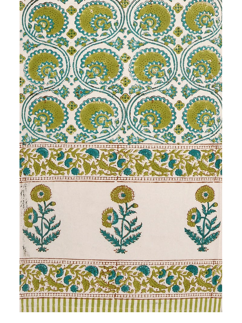 BLOCKS OF INDIA Cotton Hand Block Printed Table Runner for Center/Dining Table (13 x 72 Inches) (Green Motifs) - Image 4