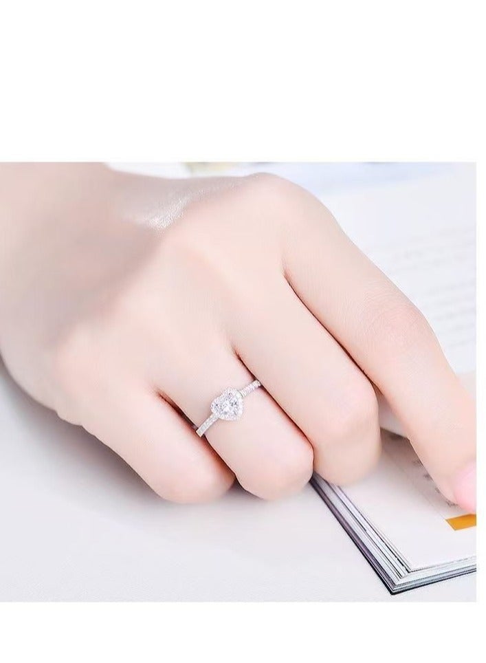 ممتاز خاتم خطوبة نسائي بحجر مويزانيت عيار 1 قيراط من فضة استرلينية S925 مطلي بالبلاتين – خاتم وعد فاخر مع علبة هدية، مثالي للمناسبات الخاصة - Image 5