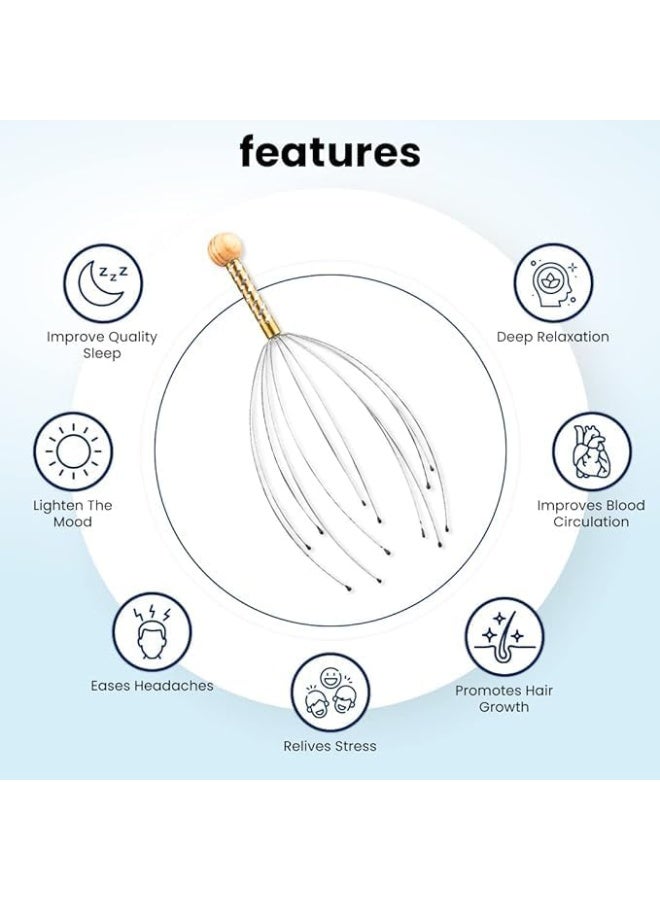 جهاز تدليك يدوي خفيف الوزن محمول للرأس وفروة الرأس والرقبة لتخفيف التوتر والألم والاسترخاء (قد يختلف اللون) - Image 3