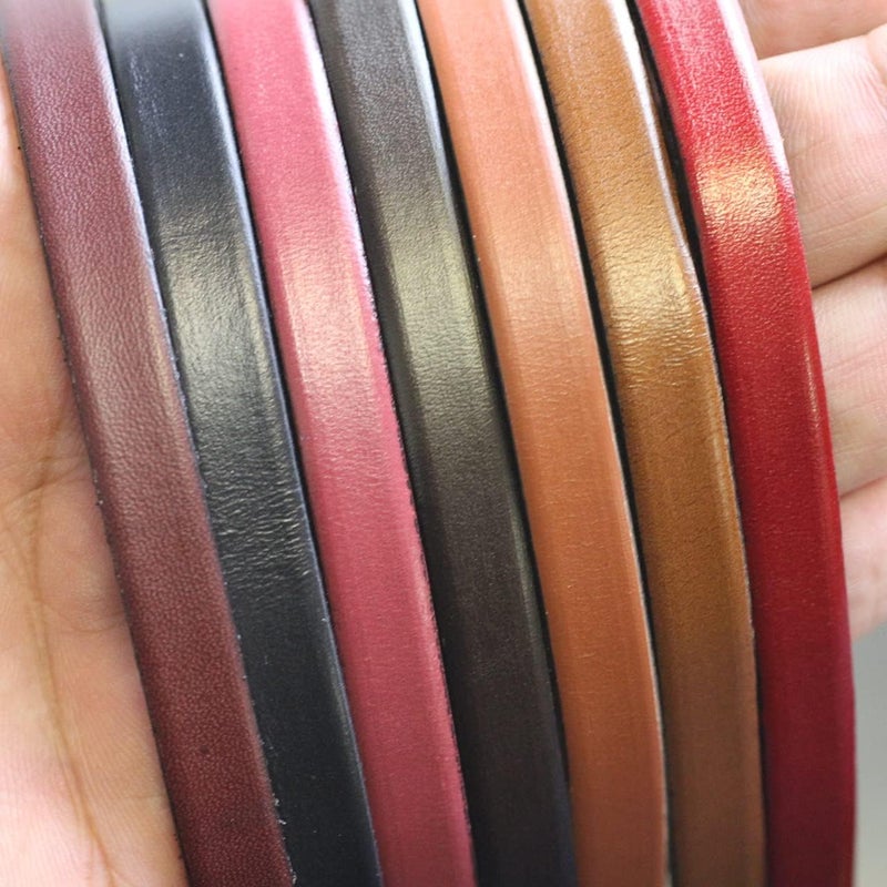 Aezzo Flat Genuine Leather Cord for Bracelet Making 3/8 in. - Real Leather Strip for Jewelry, Keychain, DIY Craft Making, Watch Band, Purse Strap, 1.1 Yard (Red) - Image 4