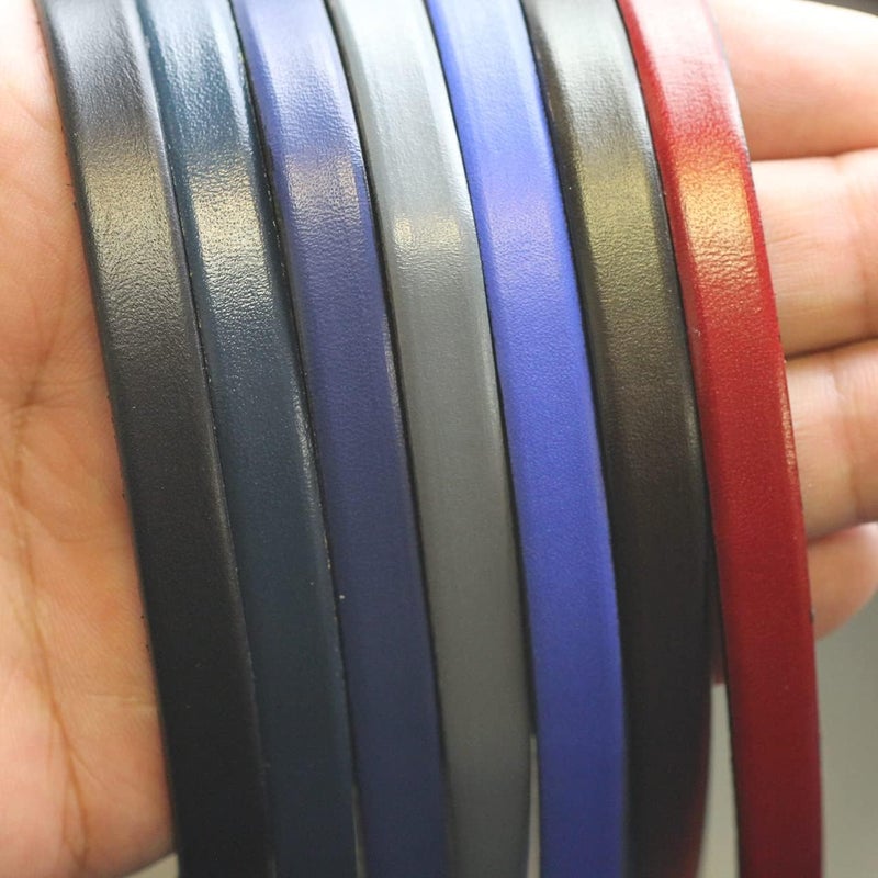 Aezzo Flat Genuine Leather Cord for Bracelet Making 3/8 in. - Real Leather Strip for Jewelry, Keychain, DIY Craft Making, Watch Band, Purse Strap, 1.1 Yard (Red) - Image 5