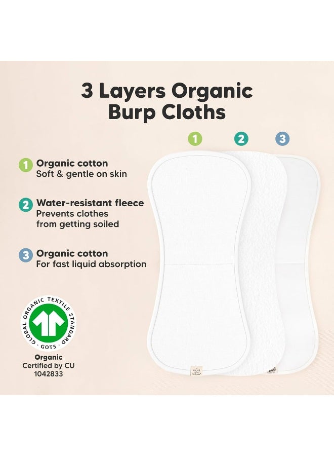 KeaBabies 5-Pack Organic Burp Cloths for Baby Boys and Girls - Ultra Absorbent Burping Cloth, Burp Clothes, Newborn Towel - Milk Spit Up Rags - Burpy Cloth Bib for Unisex, Boy, Girl - Burp Cloths (Soft White) - Image 4