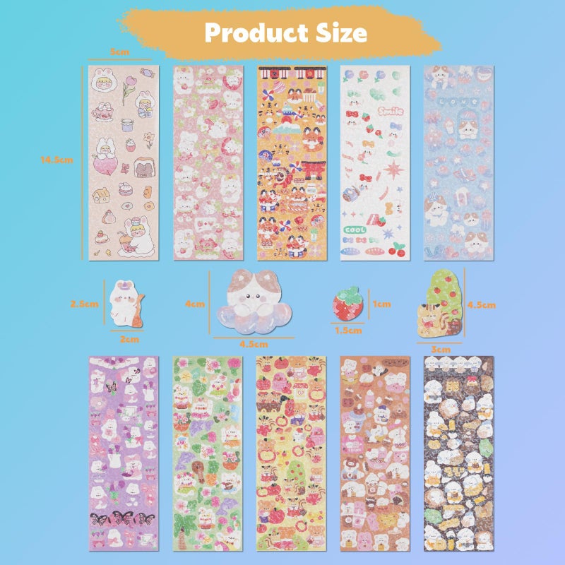 Bayurht 60 Sheets Korean Deco Stickers Kpop Photocard Stickers Decorative Stickers Ribbon Heart Cute Butterfly Stickers for Scrapbooking Photocards Binder Art Crafts Journaling - Image 2