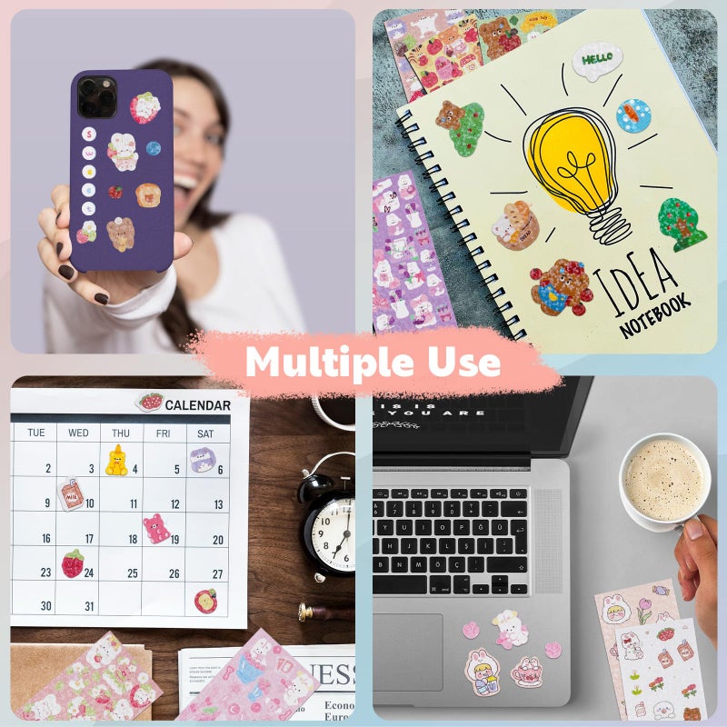 Bayurht 60 Sheets Korean Deco Stickers Kpop Photocard Stickers Decorative Stickers Ribbon Heart Cute Butterfly Stickers for Scrapbooking Photocards Binder Art Crafts Journaling - Image 5