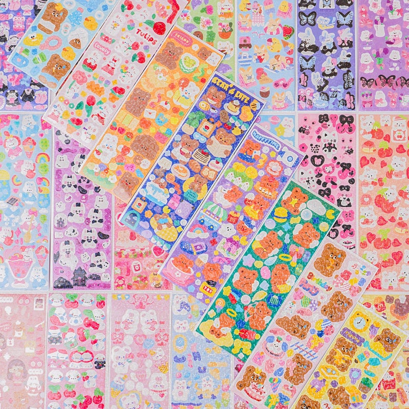 Bayurht 60 Sheets Korean Deco Stickers Kpop Photocard Stickers Decorative Stickers Ribbon Heart Cute Butterfly Stickers for Scrapbooking Photocards Binder Art Crafts Journaling - Image 4