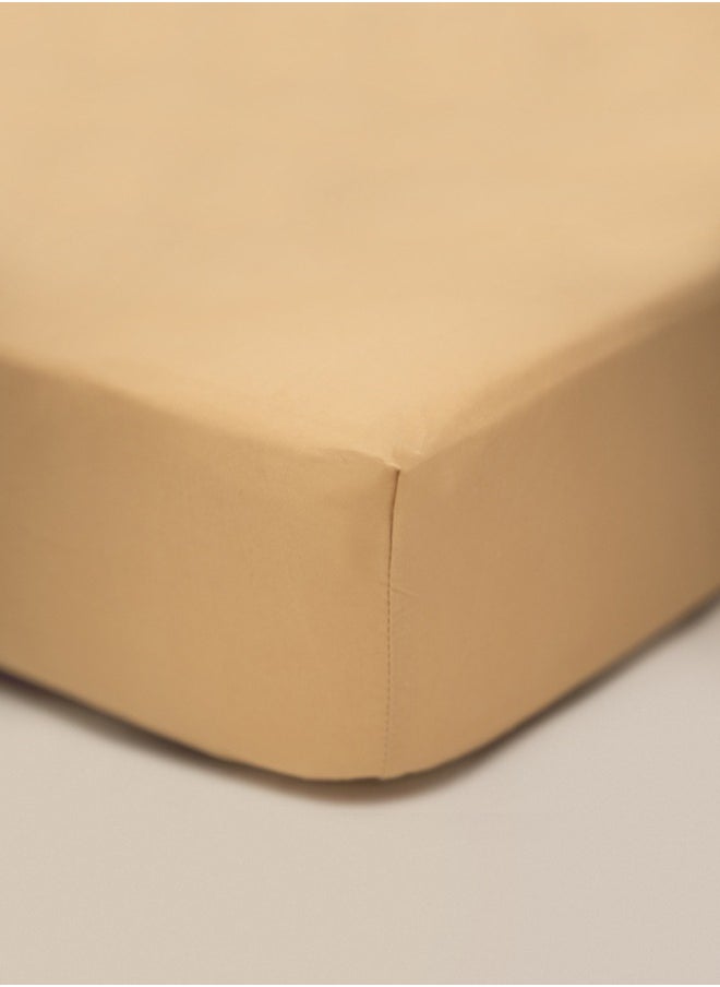 American Linen Queen Plain Fitted Sheet with 2 Pillow Case 180 x 200 Cm Beige  - Image 2
