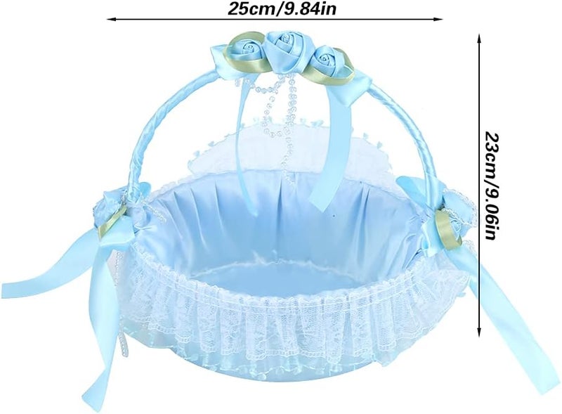 klarako Flower Basket, Decoration Portable Elegant Party Flower Basket Safe Eco Friendly for Engagement Ceremony for Bridesmaid(Blue) - Image 4