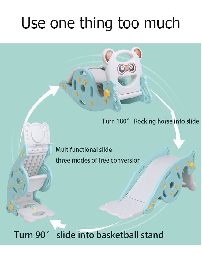 لعبة هزازة للأطفال الصغار 4 في 1، زحليقة للأطفال مع حلقة كرة سلة، حصان هزاز قابل للطي متعدد الوظائف، مركز أنشطة للأطفال، مجموعة زحليقة تسلق، حصان هزاز، زحليقة تسلق قابلة للطي للاستخدام الداخلي والخارجي (المحيط الأخضر) - Image 4
