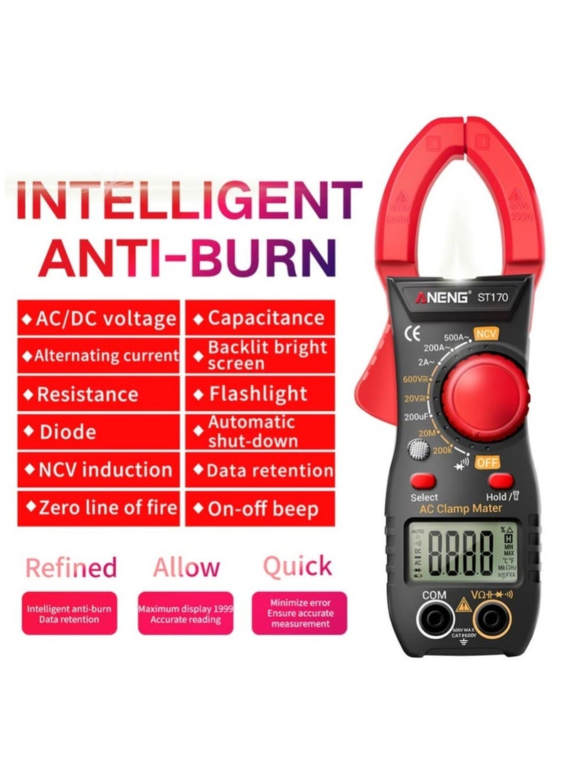 أنينج مقياس التيار الكهربائي الرقمي، مقياس متعدد رقمي، فولتميتر 600 فولت تيار مستمر/تيار متردد، مستلزمات إصلاح الأجهزة المنزلية، مقياس تيار متردد 500 أمبير، جهاز اختبار الجهد والتيار - Image 4