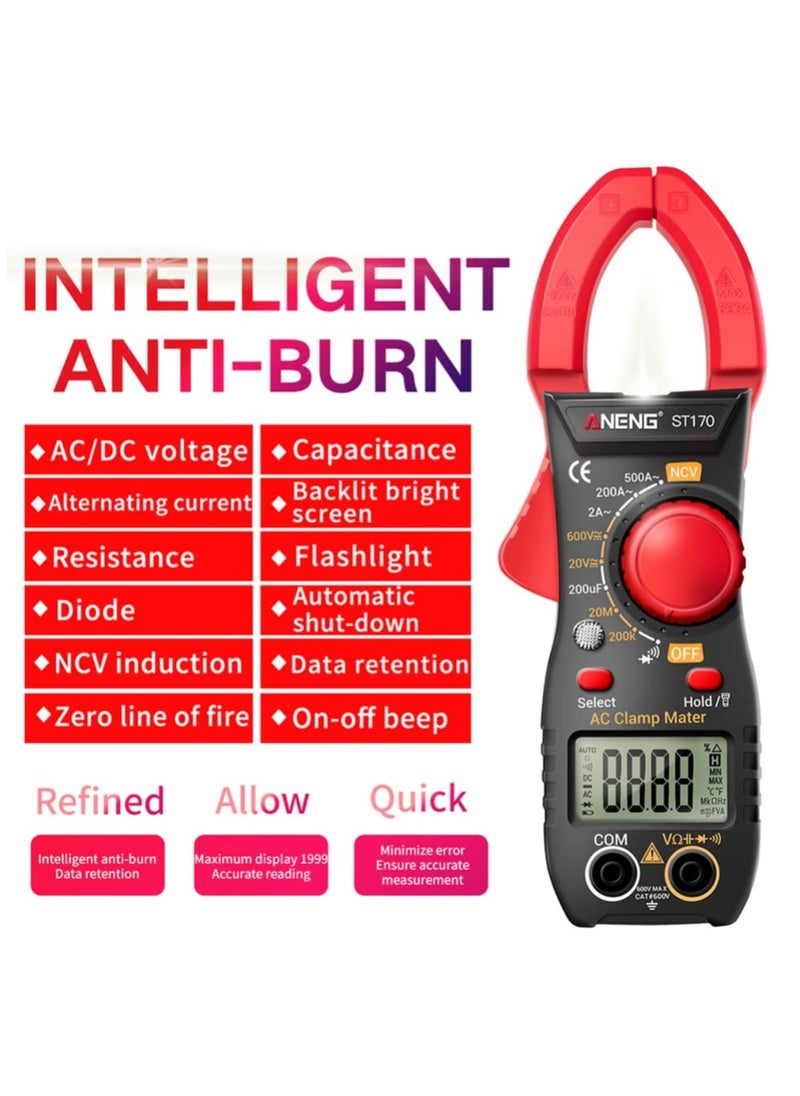 1 Set Clamp Multimeter Digital Multimeter Voltage Current Meter Multimeter for Repairing Multimeter for Home Electrical Repair Supplies Meter Equipment Voltage Current Tester