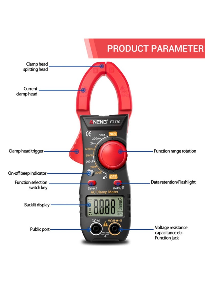 1 Set Clamp Multimeter Digital Multimeter Voltage Current Meter Multimeter for Repairing Multimeter for Home Electrical Repair Supplies Meter Equipment Voltage Current Tester