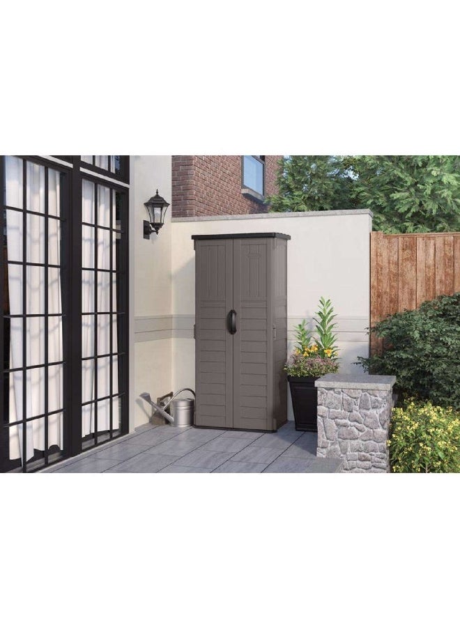 suncast Resin Vertical Pent Storage Shed Grey and Black 22 Cubic Feet 7803679 - Image 3