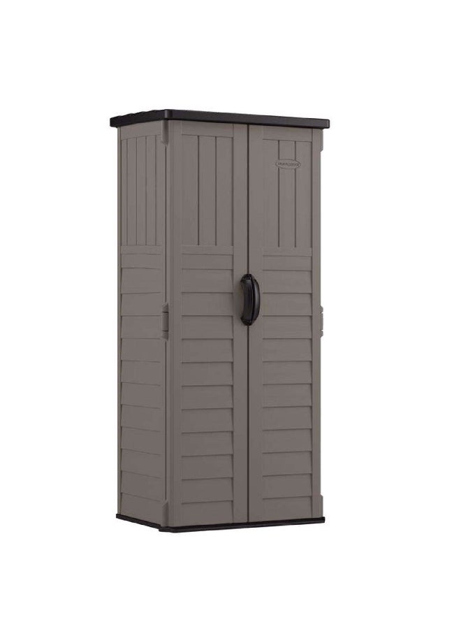 suncast Resin Vertical Pent Storage Shed Grey and Black 22 Cubic Feet 7803679 - Image 1