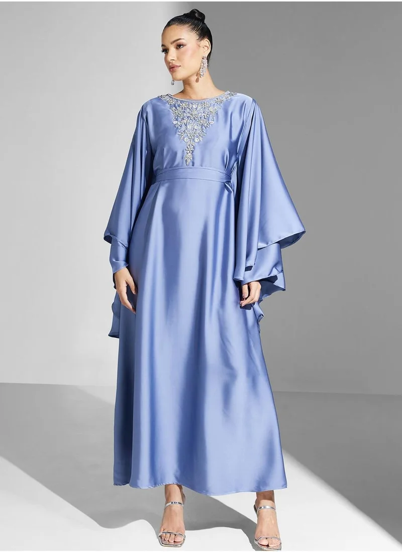 Yaser albik Embroidered Tiered Dress