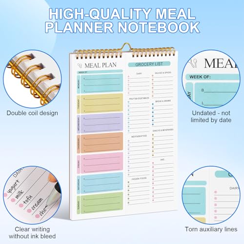 Joyberg Meal Planner Notebook 8.5x11”, 50 Sheets Magnetic, Double Helix Meal & Grocery List, Wall-Mountable Menu Planner for Daily & Weekly Plan - Image 3